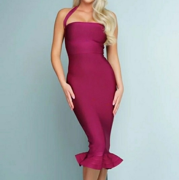 Last L• Halter Hollywood Glam Bandage Dress - Picture 3 of 8